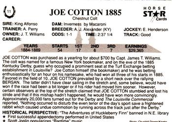 1991 Horse Star Kentucky Derby #11 Joe Cotton Back